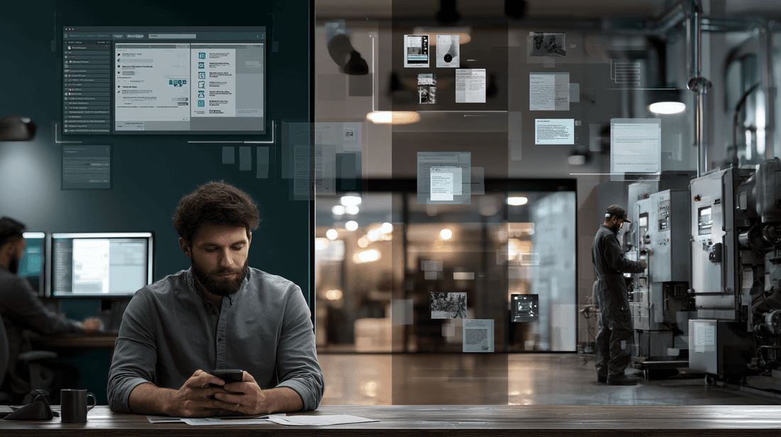 A field service operations scene showing how repeat visits can result from dispatch, diagnosis, documentation, execution, and handoff breakdowns.