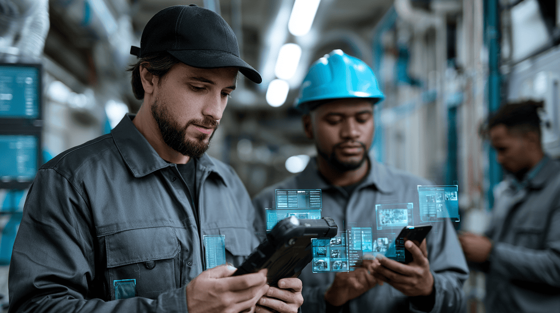 Field technicians working through a guided workflow.